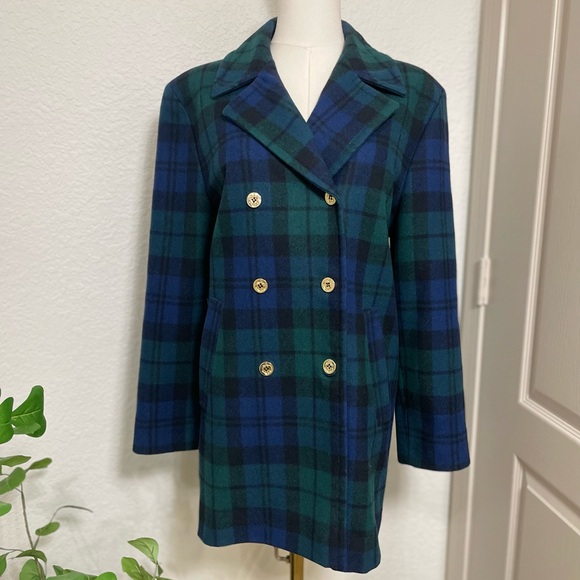 Pendleton Double-Breasted Wool Coat - Blackwatch Plaid - Picture 1 of 6